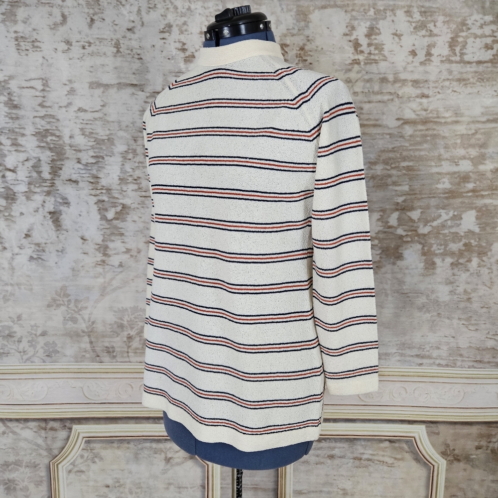Vintage 70s Pullover Striped Top S Women's S vtg 1970s Academia Mod Beatnik - Picture 4 of 6